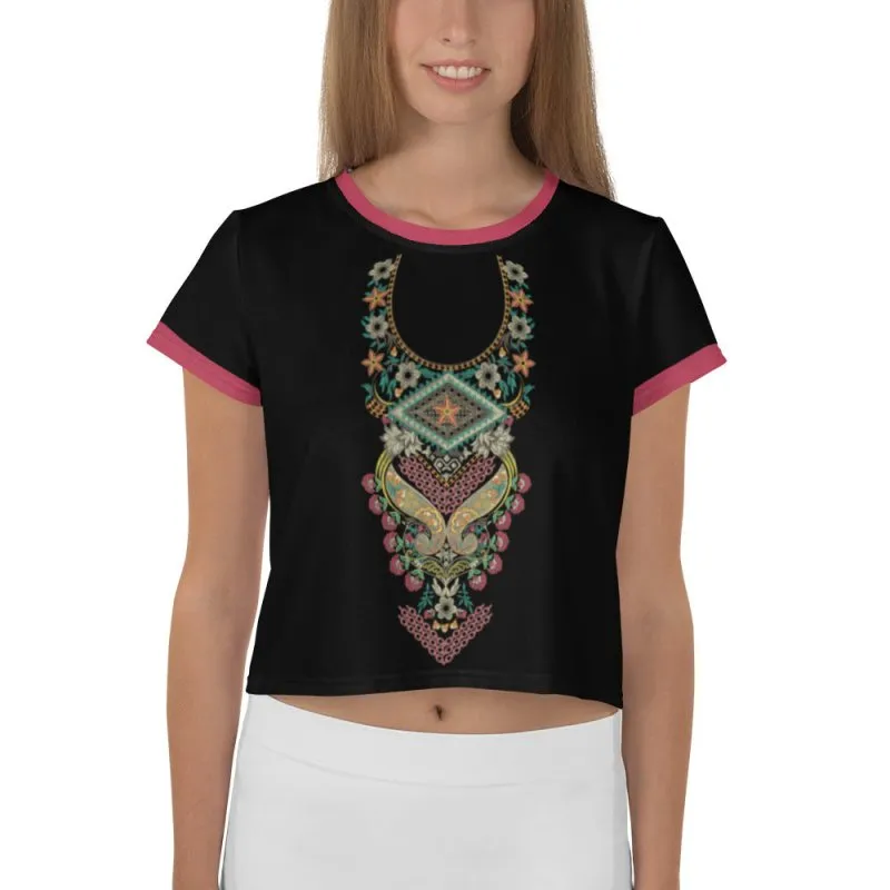 All-Over Print Crop Tee - Black 2