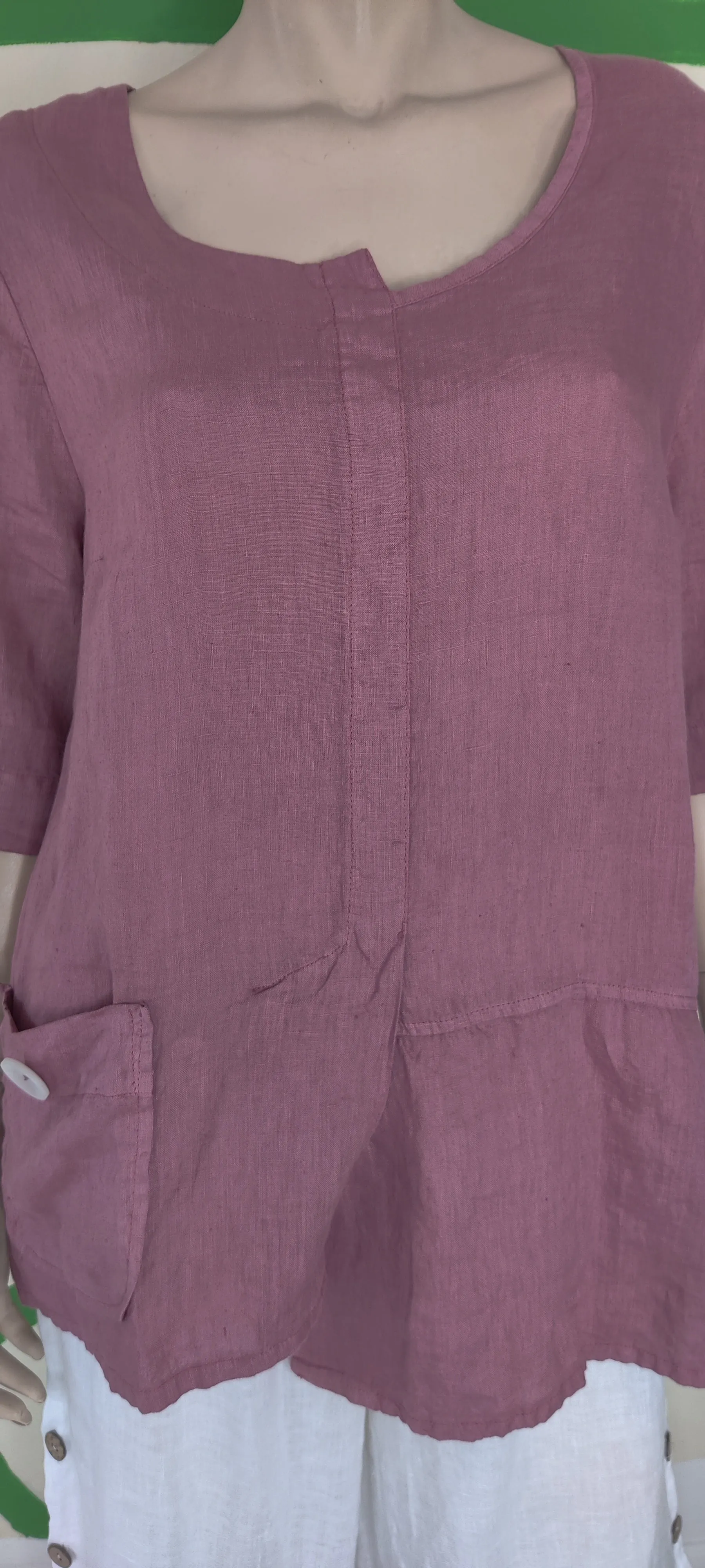 Asimetric Pocket Button Blouse Curve