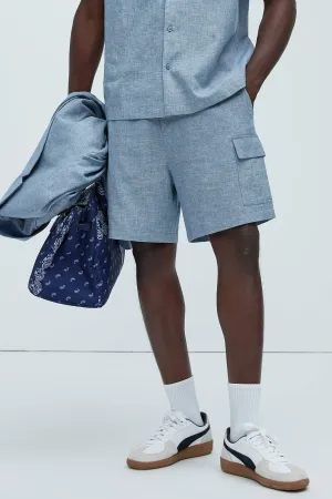 Bahamas Linen Cargo Shorts - Blue