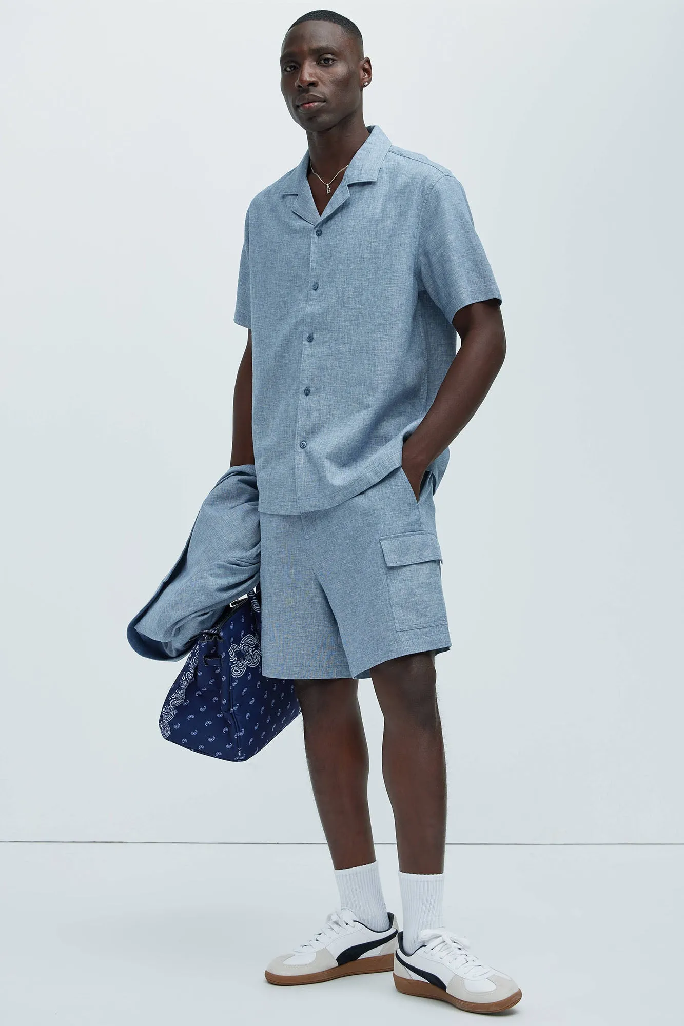 Bahamas Linen Cargo Shorts - Blue