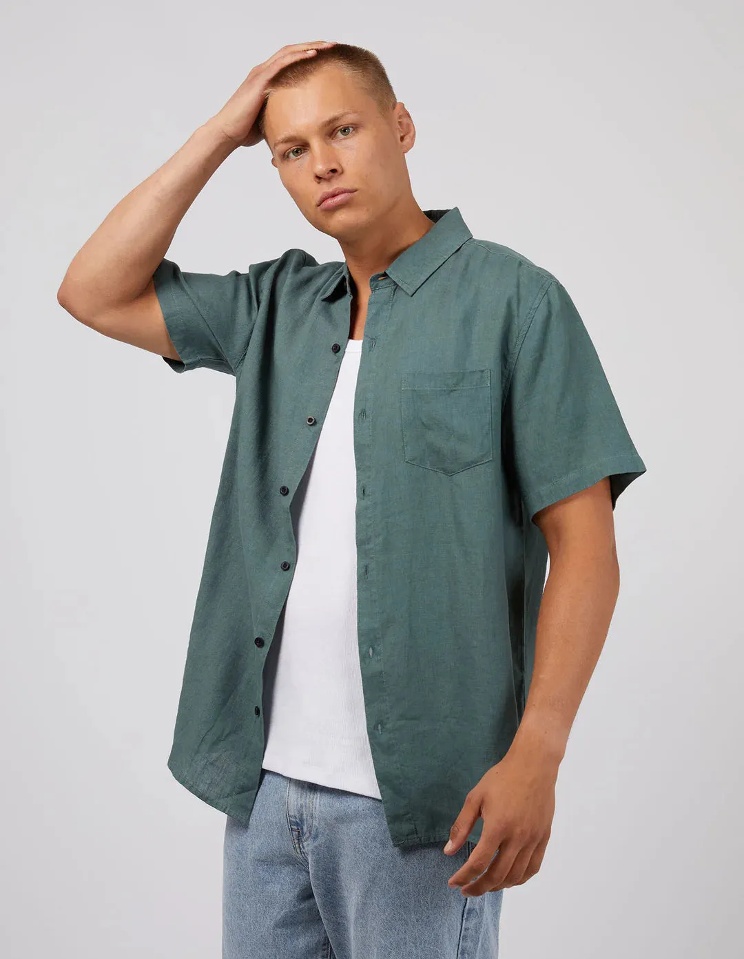 Linen SS Shirt - Pine