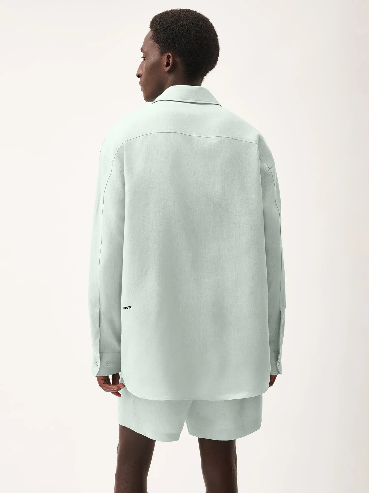Mens DNA Linen Collared Long Sleeve Shirt—opal green