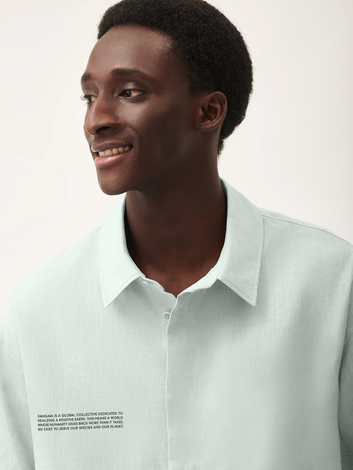 Mens DNA Linen Collared Long Sleeve Shirt—opal green