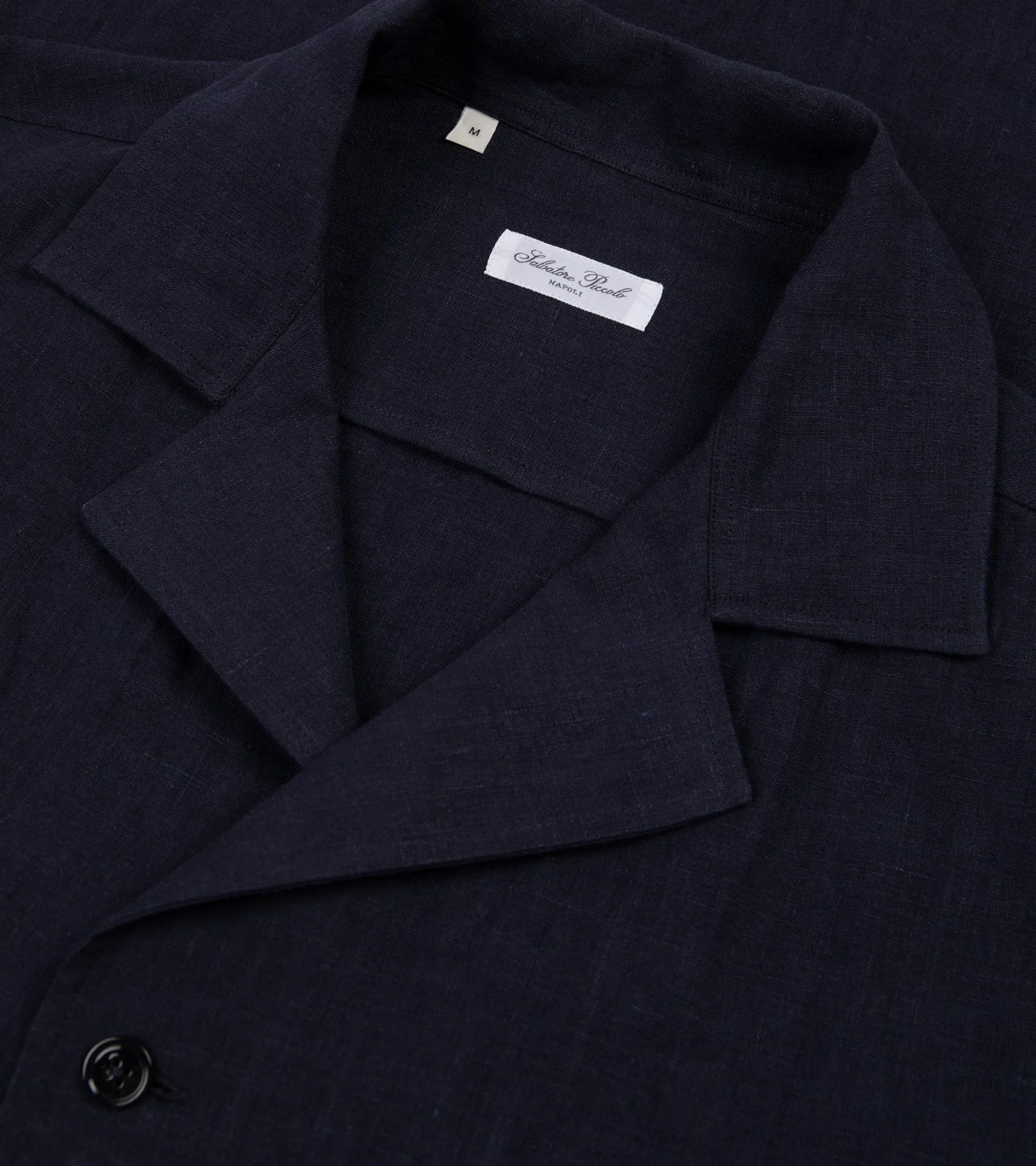 Salvatore Piccolo Linen Panama Shirt: Navy